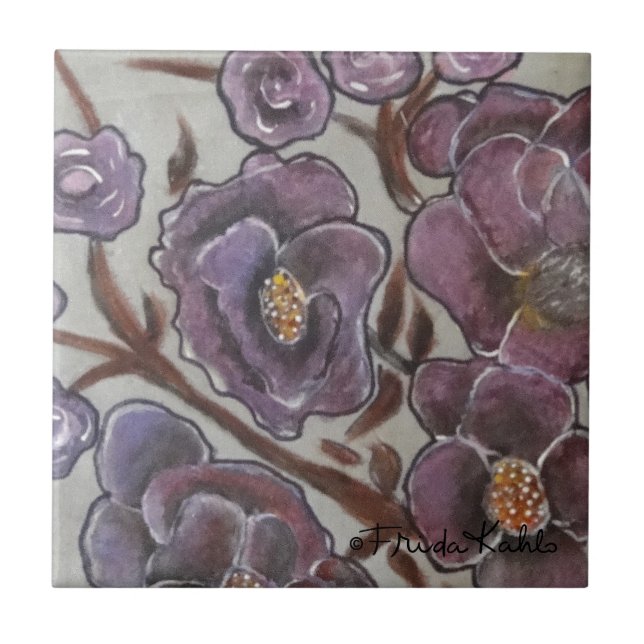 Carreau Fleurs peintes Frida Kahlo (Devant)