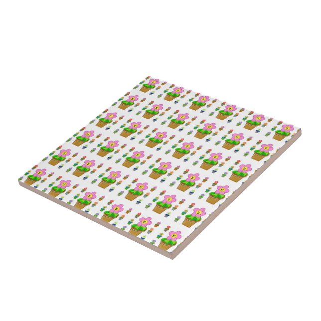 Carreau Fleurs Posées Rosy mignonnes Motif répétitif (Côté)