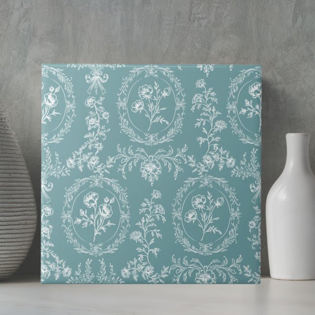 Carreau Fleurs Rococo Vintage Motif Floral (Créateur téléchargé)