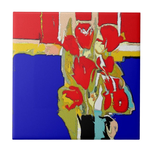 Carreau Fleurs rouges Abstrait Matisse Hawaii (Devant)