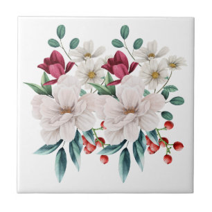 Carreau Fleurs Rouges Blanches Fleurs Florales Cuisine Sal