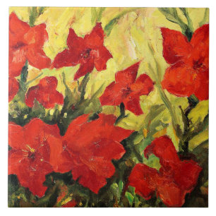 Carreau Fleurs rouges Clematis