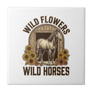 Carreau Fleurs sauvages Chevaux sauvages Chemise Western V