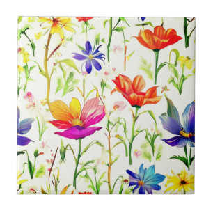 Carreau Fleurs sauvages colorés dans un champ