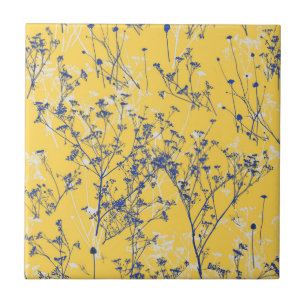 Carreau Fleurs sauvages élégants sur la moutarde jaune