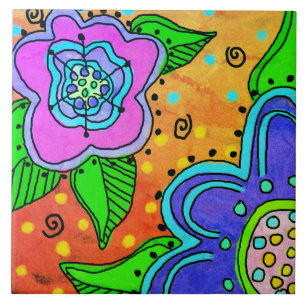 Carreau Fleurs sauvages Peinture numérique Abstraite