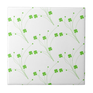 Carreau Fleurs vertes printanières lumineuses, petite impr