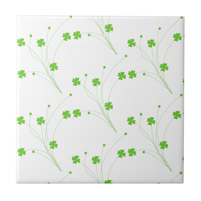 Carreau Fleurs vertes printanières lumineuses, petite impr (Devant)