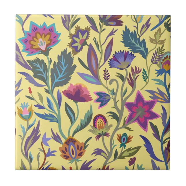 Carreau Fleurs victoriennes classiques rétro colorées l Ja (Devant)