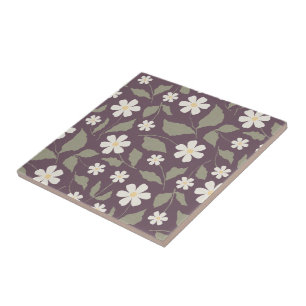 Carreau Fleurs Vintage Moderne Cottage Sauge & Prune