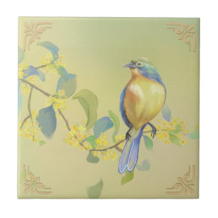 Carreau Fleurs vintages et oiseaux
