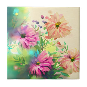 Carreau Fleurs Vintages roses et coraux