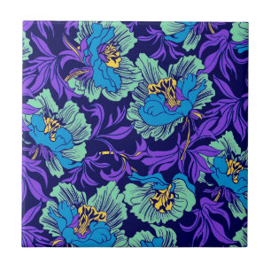Carreau Fleurs violettes et bleues William Morris