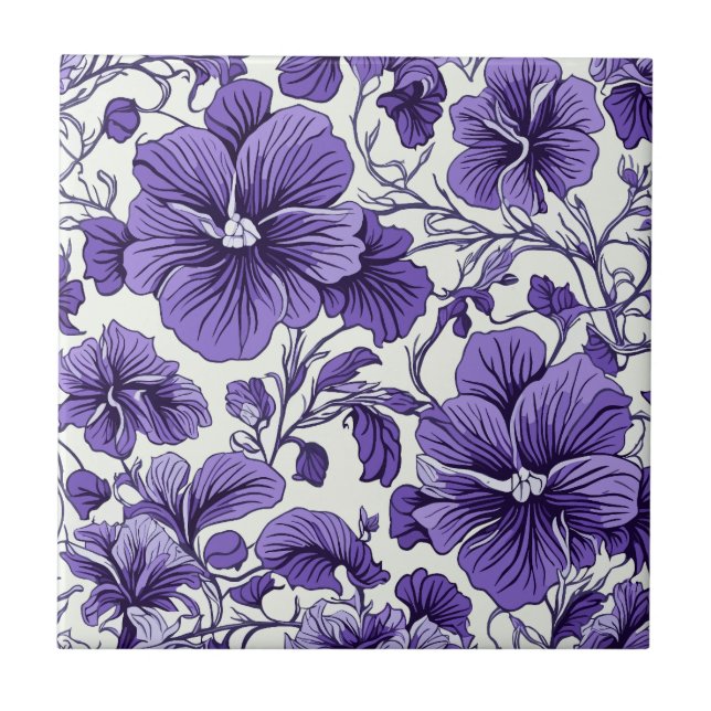 Carreau Fleurs violettes violettes violettes Botaniques Fl (Devant)