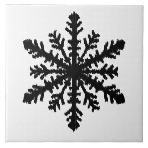 Carreau Flocon de neige d'Ikat - Blanc et noir