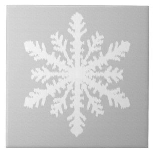 Carreau Flocon de neige d'Ikat - gris argenté et blanc