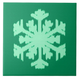Carreau Flocon de neige Ikat - Vert pin et menthe