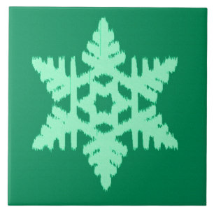 Carreau Flocon de neige Ikat - Vert pin et menthe