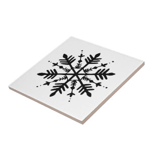 Carreau Flocon de neige minimaliste noir et blanc