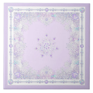 Carreau flocon de neige violet clair et coeur étincelant