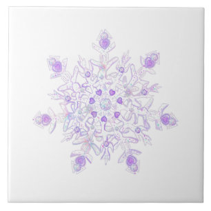 Carreau flocon de neige violet clair et coeur étincelant