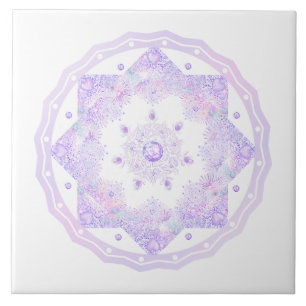 Carreau flocon de neige violet clair et coeur étincelant