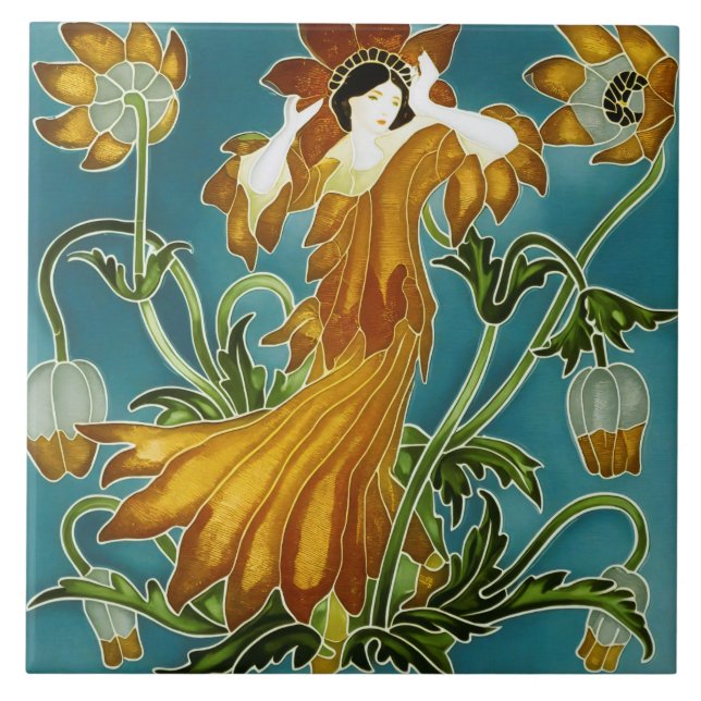 Carreau Flora Art Nouveau de Walter Crane (Devant)
