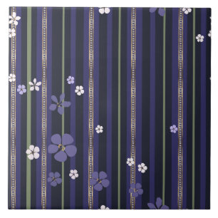 Carreau Floral à rayures violettes