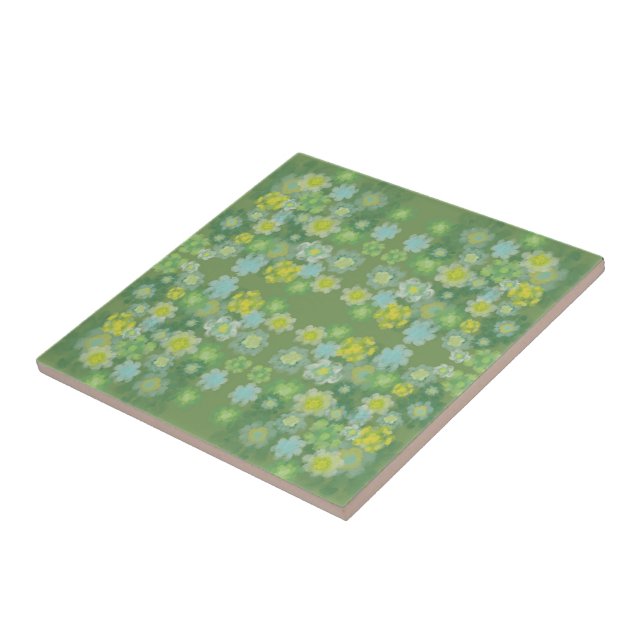 Carreau Floral Abstrait sel Aquarelle Peinture Motif (Côté)