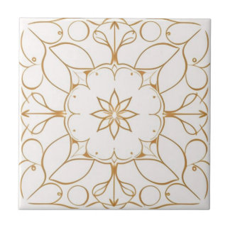 Carreau Floral blanc et doré