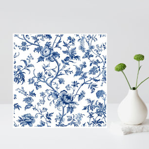 Carreau Floral bleu Art Vintage français