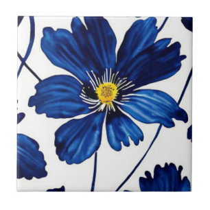 Carreau Floral bleu marine