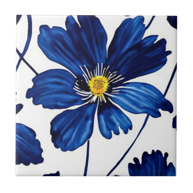 Carreau Floral bleu marine (Devant)