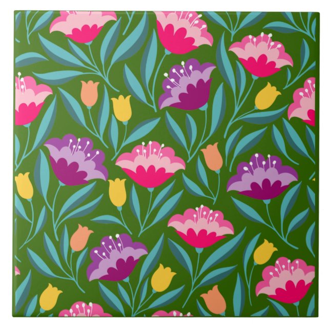 Carreau Floral Ceramic Tile (Devant)