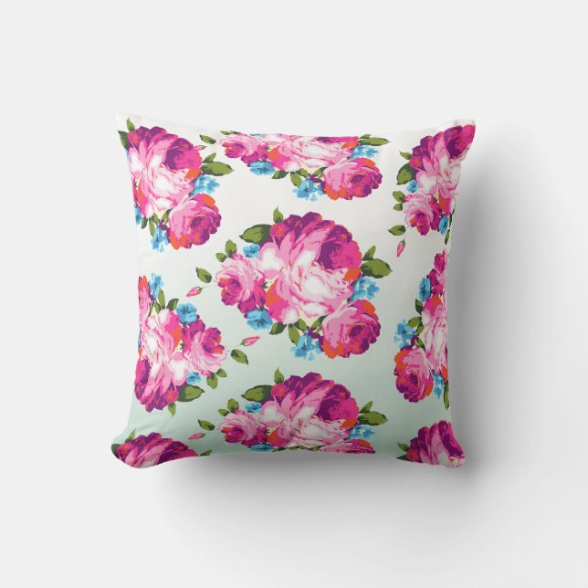 Carreau floral en bon état et rose de coussin (Recto)