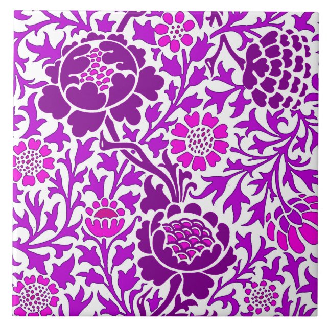 Carreau Floral jacobéen, Améthyste pourpre et Lilac (Devant)