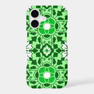 Carreau floral marocain, vert émeraude et vert cit