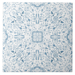 Carreau Floral Nature Vintage Motif bleu