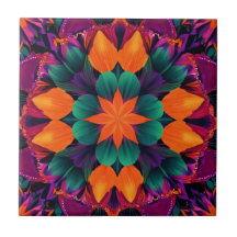 Floral orange à 8 points