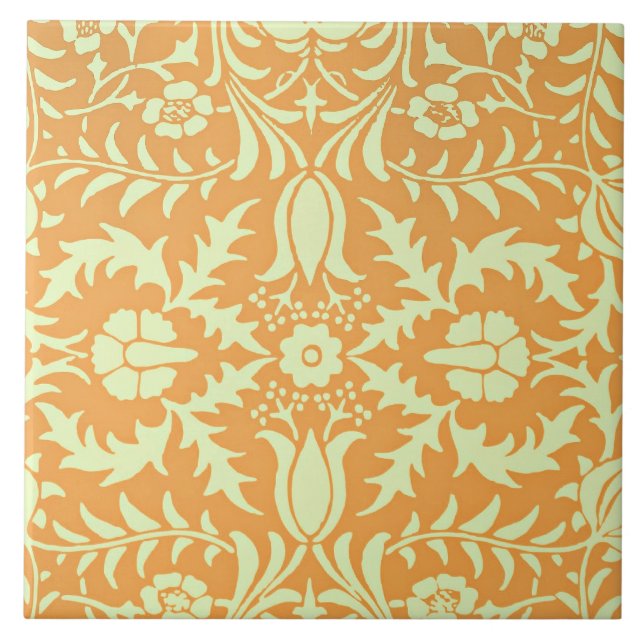 Carreau Floral Pattern, gold and pastel yellow design, (Devant)