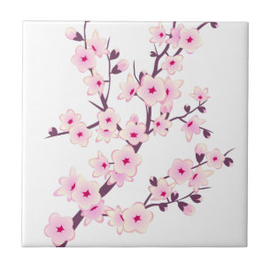 Carreau Floral rose cerise fleurs rose blanc