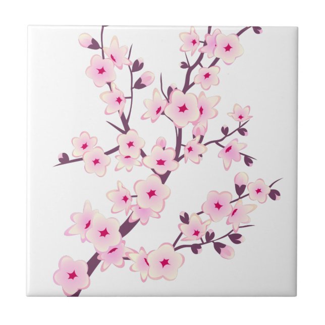 Carreau Floral rose cerise fleurs rose blanc (Devant)