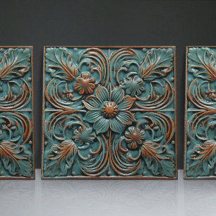 Carreau Floral sans mer Victorale Indigo Motif Bleu