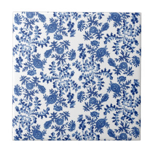 Carreau Flore bleue et blanche