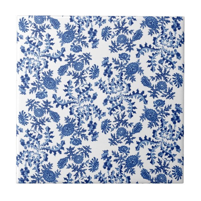 Carreau Flore bleue et blanche (Devant)