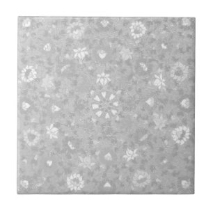 Carreau Flore grise subtile Fleur chinoise Vintage