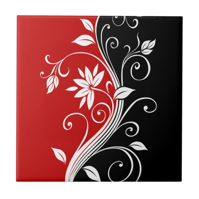 Carreau Flore rouge blanc et noire (Devant)