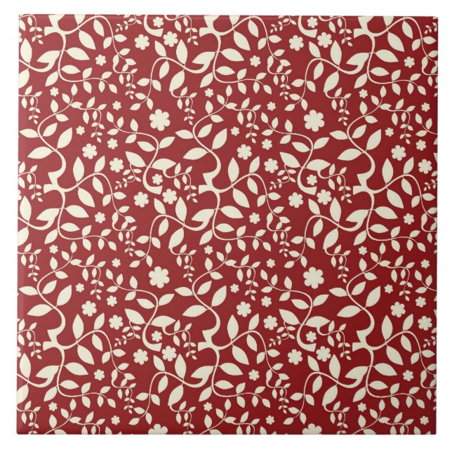 Carreau Flore rouge et crème (Devant)