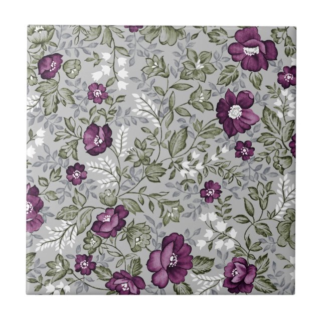 Carreau Flore violette profonde (Devant)