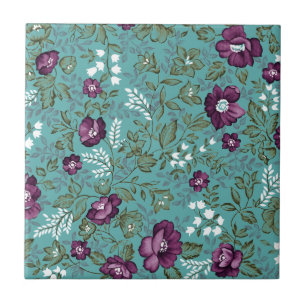 Carreau Flore violette profonde
